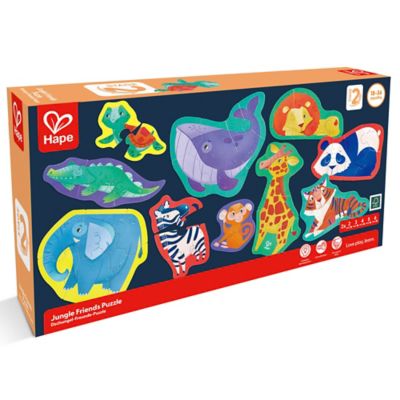 Hape Jungle Friends 40 pc. Puzzle, 10 Mini Animal Shaped Puzzles