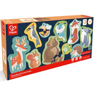 Hape Woodland Friends Puzzle, 10 Mini Animal Shaped Puzzles
