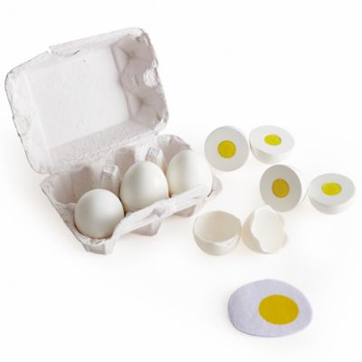 Hape Egg Carton- 6 pc, Take Apart Egg pcs, Kitchen Food Playset