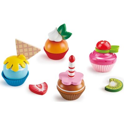 Hape Cupcakes- 18 pcs, Colorful Wooden Desserts Playset