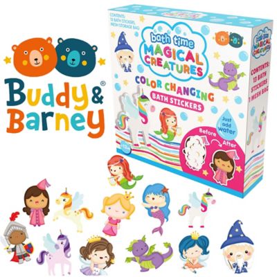 Image showing 8 th Buddy and Barney Color Changing Bath Time Stickers - Magical Creatures
