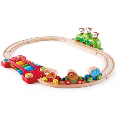 Hape Music & Monkeys Railway - 19 pc. Wooden Train Set