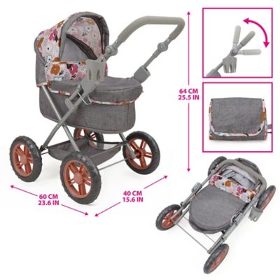 Image showing 1 th 509 Crew Melange Flora - Amanda Doll Pram - Matching Handbag, Age 3 Plus