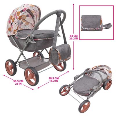 Image showing  Melange Flora - Deluxe Doll Pram - Matching Shoulder Bag, Kid Age 3 Plus