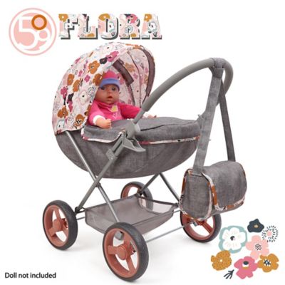 Image showing  Melange Flora - Deluxe Doll Pram - Matching Shoulder Bag, Kid Age 3 Plus