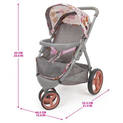 Image showing  Melange Flora - Mabelle 3-Wheel Doll Jogger Stroller, Ages 3 Plus