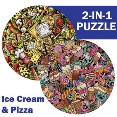 Image showing  Puzzle Ice Cream & Pizza- 14 Rings - 2-In-1 Double-Sided Puzzle