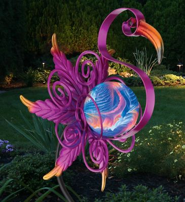 Image showing  Swirl Solar Stake - Flamingo