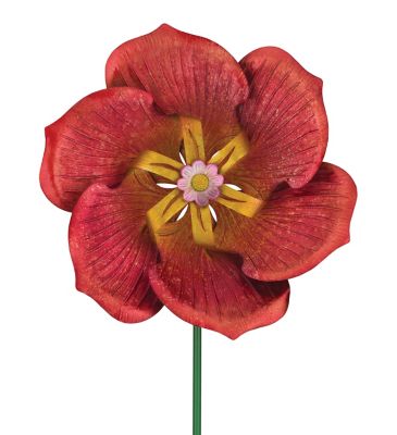 Regal Art & Gift Textured Flower Spinner Stake - Poppy