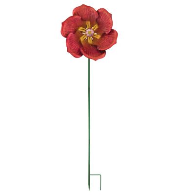 Image showing  Textured Flower Spinner Stake - Poppy