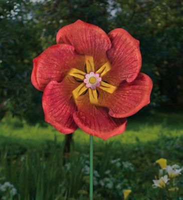 Image showing  Textured Flower Spinner Stake - Poppy