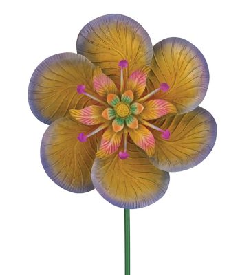 Regal Art & Gift Textured Flower Spinner Stake - Purple