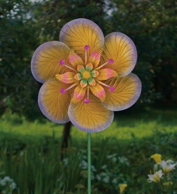 Image showing  Textured Flower Spinner Stake - Purple
