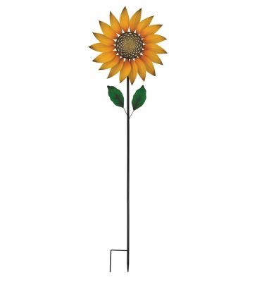 Image showing  Textured Flower Spinner Stake - Sunflower
