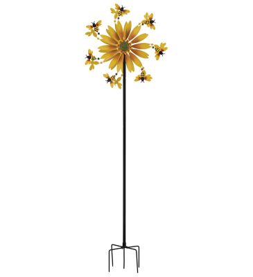 Image showing  26 in. Bee Wind Spinner Stake, Yellow