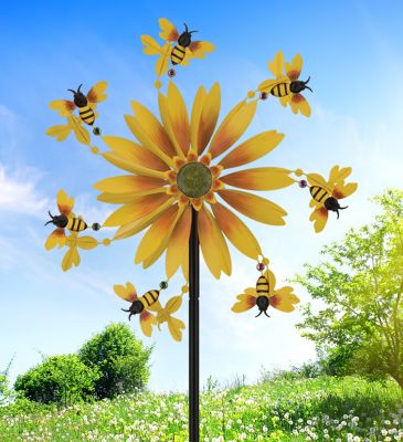 Image showing  26 in. Bee Wind Spinner Stake, Yellow