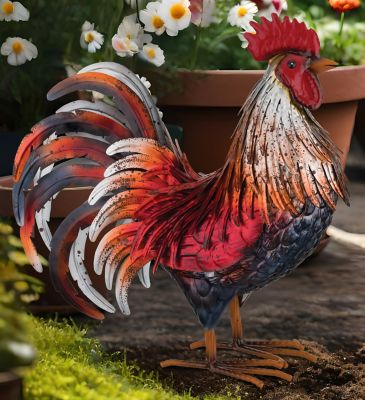Image showing  Indoor/Outdoor Leghorn Rooster Statue, Small, Red