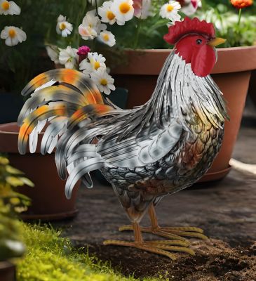 Image showing  Indoor/Outdoor Leghorn Rooster Statue, Small, White
