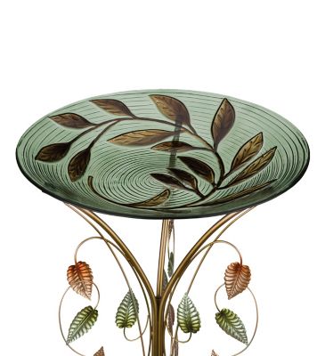 Regal Art & Gift 18 in. Birdbath with Decorative Stand - Leaves