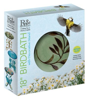Image showing  18 in. Birdbath with Decorative Stand - Leaves