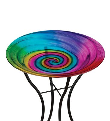 Regal Art & Gift 18 in. Birdbath with Stand - Rainbow