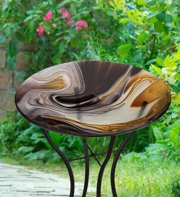 Image showing  18 in. Birdbath with Stand, Swirl Black
