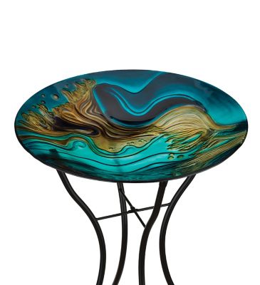 Regal Art & Gift 18 in. Birdbath with Stand - Swirl Green