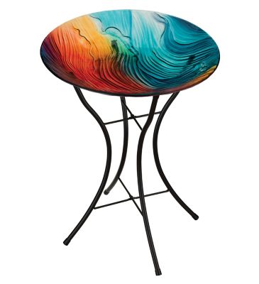 Image showing  18 in. Birdbath with Stand, Swirl Multi-Color