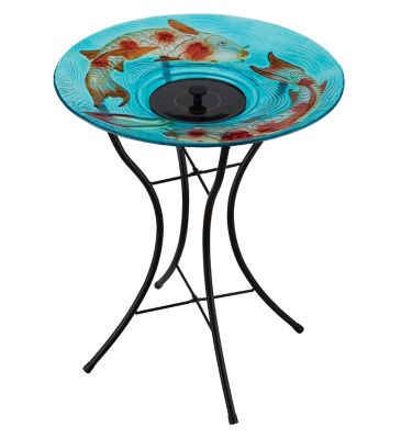 Image showing  18 in. Solar Fountain/Birdbath with Stand, Koi