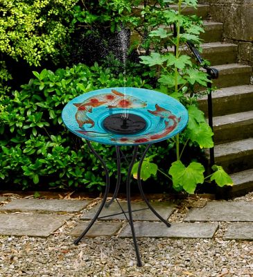 Image showing  18 in. Solar Fountain/Birdbath with Stand, Koi