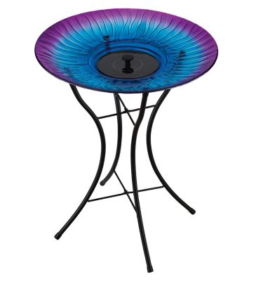 Image showing  18 in. Solar Fountain/Birdbath with Stand, Purple