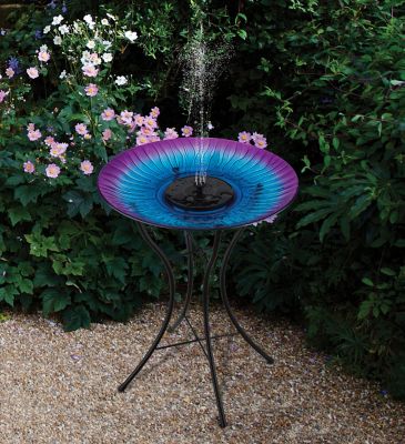 Image showing  18 in. Solar Fountain/Birdbath with Stand, Purple