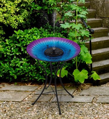 Image showing  18 in. Solar Fountain/Birdbath with Stand, Purple