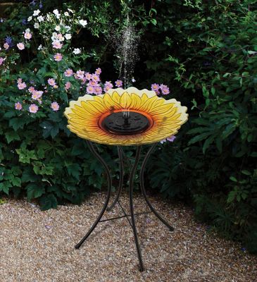 Image showing  18 in. Solar Fountain/Birdbath with Stand, Sunflower