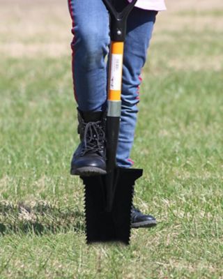 Image showing  Fiberglass Handle Short Handle Drain Shape Teeth Shovel, D-Grip with Heavy-Duty Metal Blade Shovel