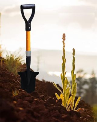 Image showing  Fiberglass Handle Short Handle Drain Shape Teeth Shovel, D-Grip with Heavy-Duty Metal Blade Shovel