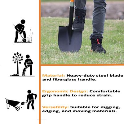 Image showing  Fiberglass Long Handle Digging Round Shovel, with Heavy-Duty Metal Blade Shovel (6-Pack)