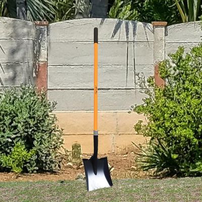 Image showing 4 th Ashman Online Fiberglass Long Handle Transfer Square Shovel, D-Grip with Heavy-Duty Metal Blade Shovel (2-Pack)