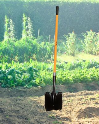 Image showing  Fiberglass Long Handle Digging Round Shovel, with Heavy-Duty Metal Blade Shovel