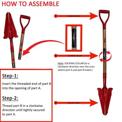 Image showing  46 in. Adjustable Drain Spade Shovel with Metal Blade and Teeth - Durable Wooden Handle