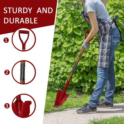 Image showing  46 in. Adjustable Drain Spade Shovel with Metal Blade and Teeth - Durable Wooden Handle
