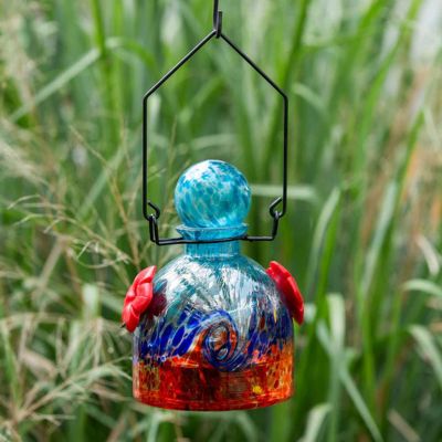 Echo Valley LunaLite Bell Hummingbird Feeder, Aqua/Red