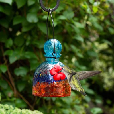 Image showing  LunaLite Bell Hummingbird Feeder, Aqua/Red