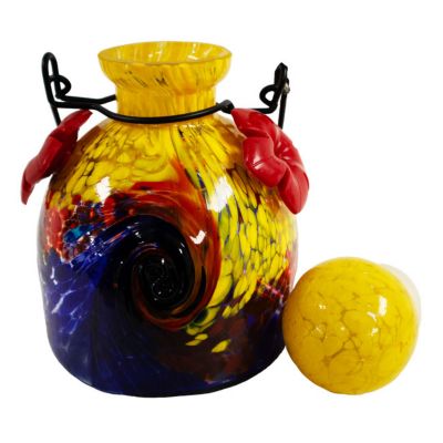 Image showing  LunaLite Bell Hummingbird Feeder, Orange/Blue