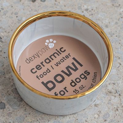 Image showing  Marble Dog Bowl Gold Accent - 6.3 in. Diameter