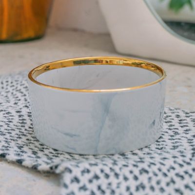 Image showing  Marble Dog Bowl Gold Accent - 6.3 in. Diameter