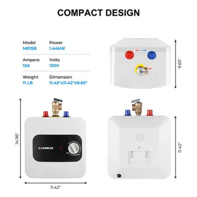 Image showing  1.3 Gallon Mini Tank Electric Water Heater 1.44kW 120V