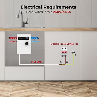 Image showing  8 kW 240 V Tankless Electric Water Heater