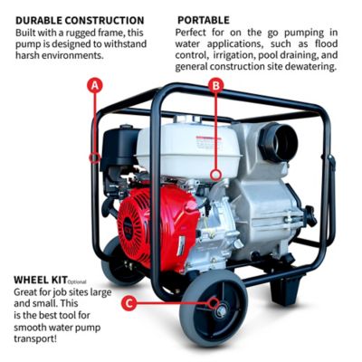 Image showing  4 in. Trash Water Pump 423 GPM 13 HP GX390 powered by Honda Portable Utility