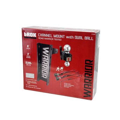 Image showing 6 th bROK WARRIOR Channel Mount Kit 6 in. Drop 2 in. Shank with Dual Ball and Locks